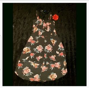 Highlow blk floral romper with shorts